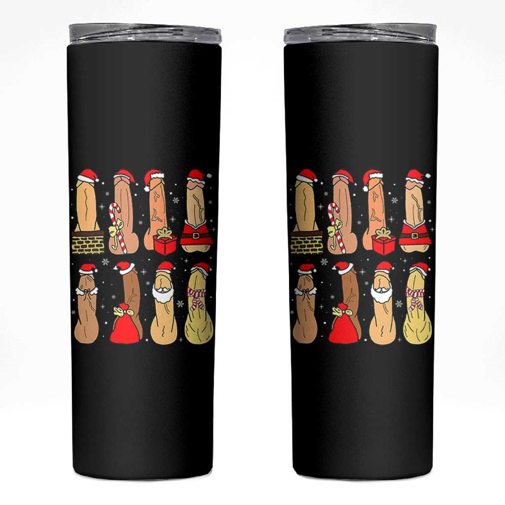 Funny Naughty Christmas Dirty Santa Hat Xmas Adult Humor Skinny Tumbler - Wonder Print Shop