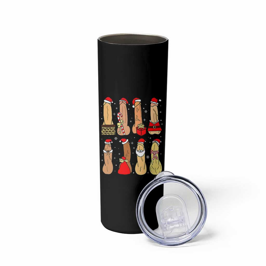 Funny Naughty Christmas Dirty Santa Hat Xmas Adult Humor Skinny Tumbler - Wonder Print Shop