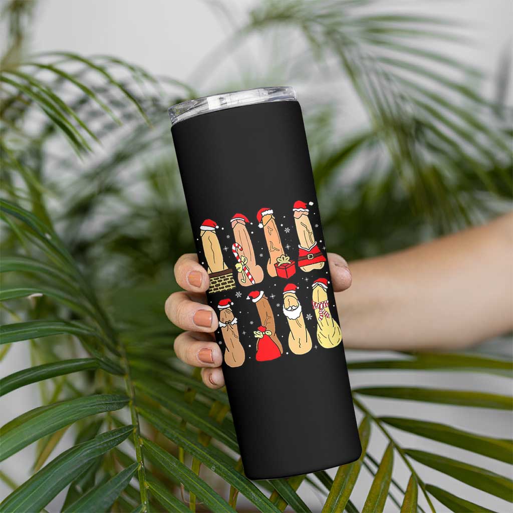 Funny Naughty Christmas Dirty Santa Hat Xmas Adult Humor Skinny Tumbler - Wonder Print Shop