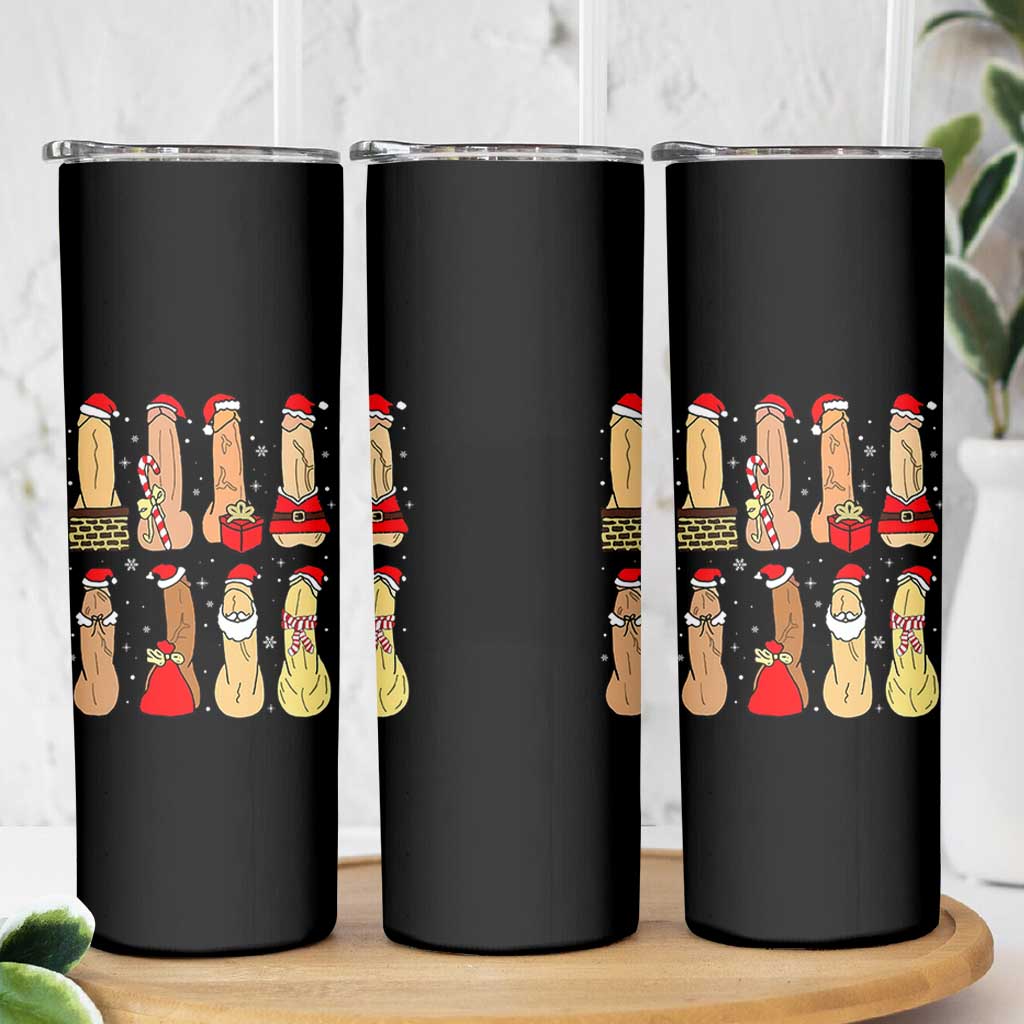 Funny Naughty Christmas Dirty Santa Hat Xmas Adult Humor Skinny Tumbler - Wonder Print Shop