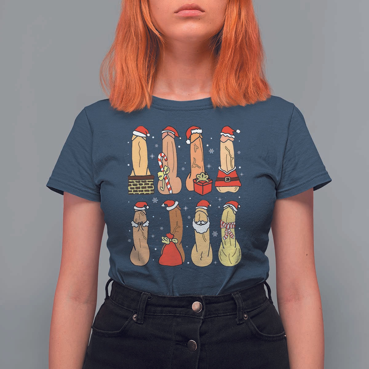 Funny Naughty Christmas Dirty Santa Hat Xmas Adult Humor T Shirt For Women - Wonder Print Shop