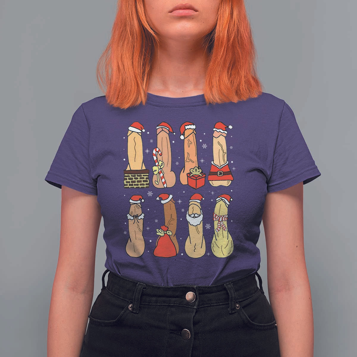 Funny Naughty Christmas Dirty Santa Hat Xmas Adult Humor T Shirt For Women - Wonder Print Shop