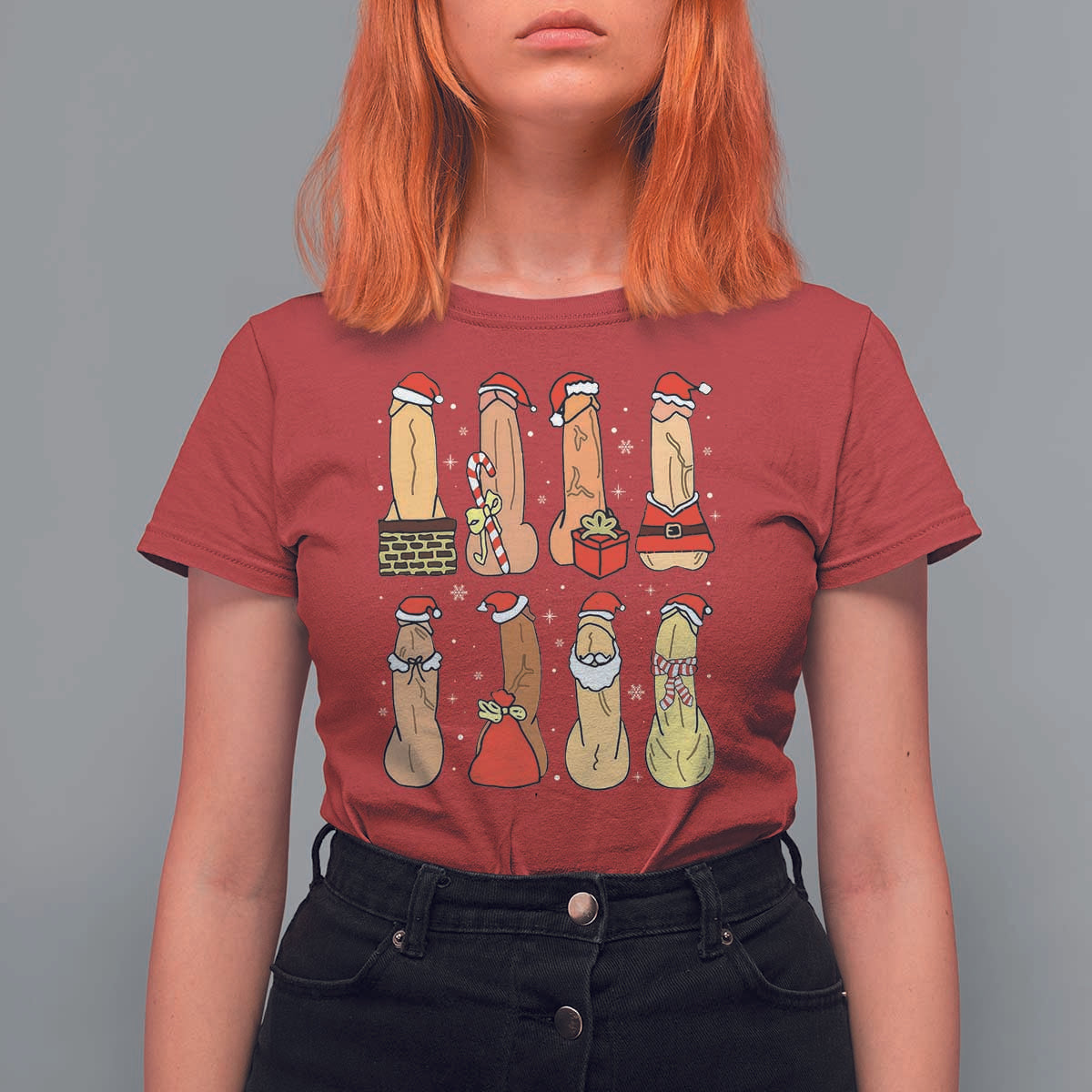 Funny Naughty Christmas Dirty Santa Hat Xmas Adult Humor T Shirt For Women - Wonder Print Shop