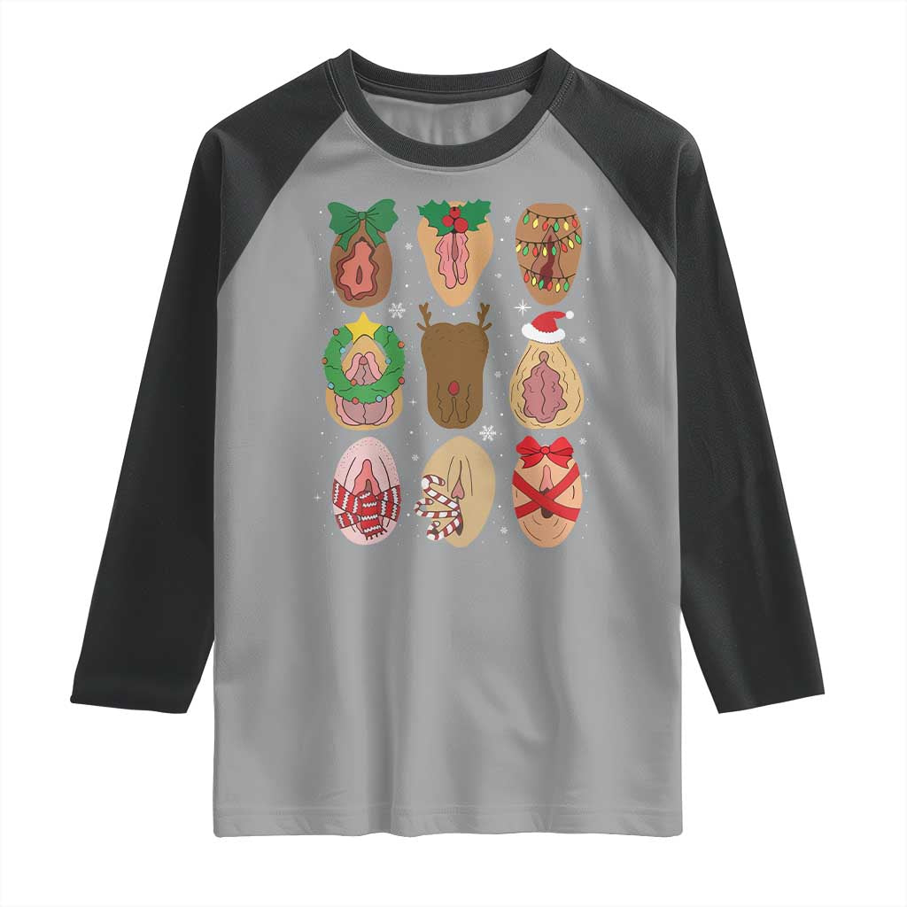 Funny Naughty Christmas Dirty Xmas Adult Humor Raglan Shirt - Wonder Print Shop