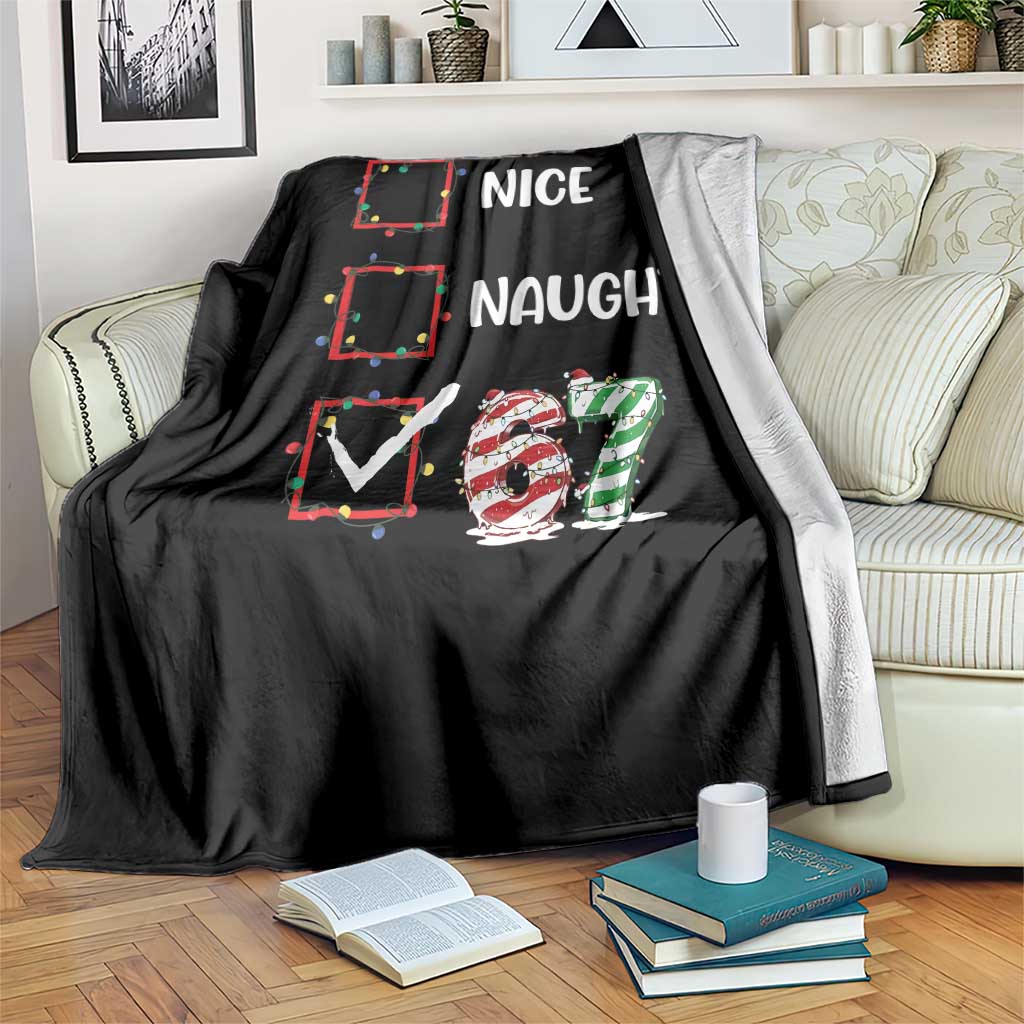 Funny Nice Naughty 67 Throw Blanket Christmas Six Seven Meme Brainrot - Wonder Print Shop