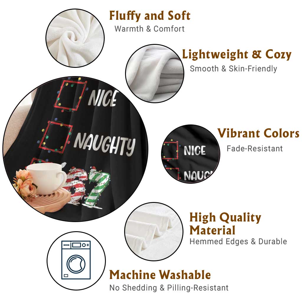 Funny Nice Naughty 67 Throw Blanket Christmas Six Seven Meme Brainrot - Wonder Print Shop