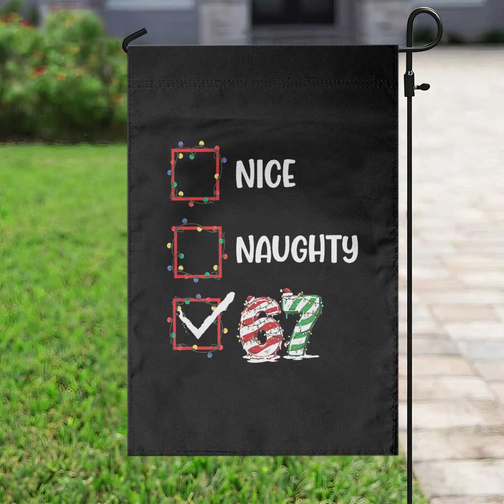 Funny Nice Naughty 67 Garden Flag Christmas Six Seven Meme Brainrot - Wonder Print Shop