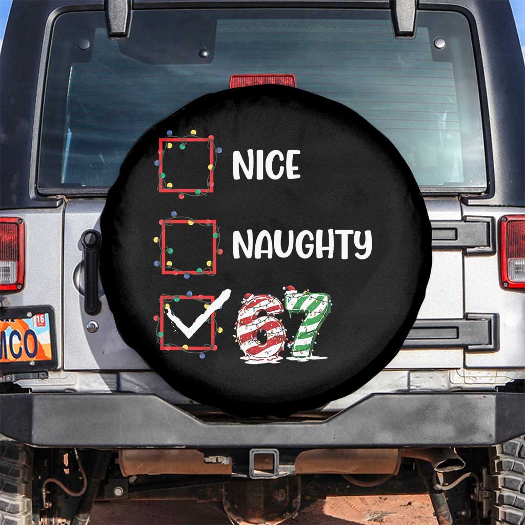 Funny Nice Naughty 67 Spare Tire Cover Christmas Six Seven Meme Brainrot - Wonder Print Shop