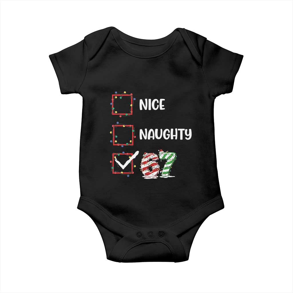 Funny Nice Naughty 67 Baby Onesie Christmas Six Seven Meme Brainrot - Wonder Print Shop