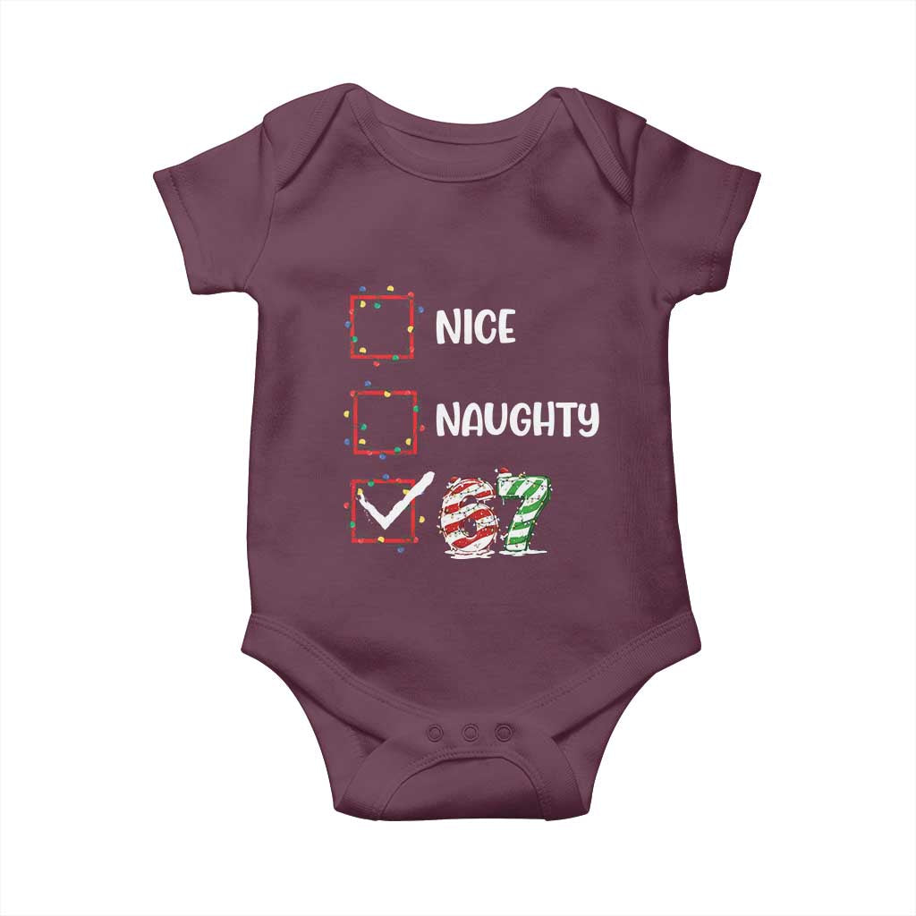 Funny Nice Naughty 67 Baby Onesie Christmas Six Seven Meme Brainrot - Wonder Print Shop