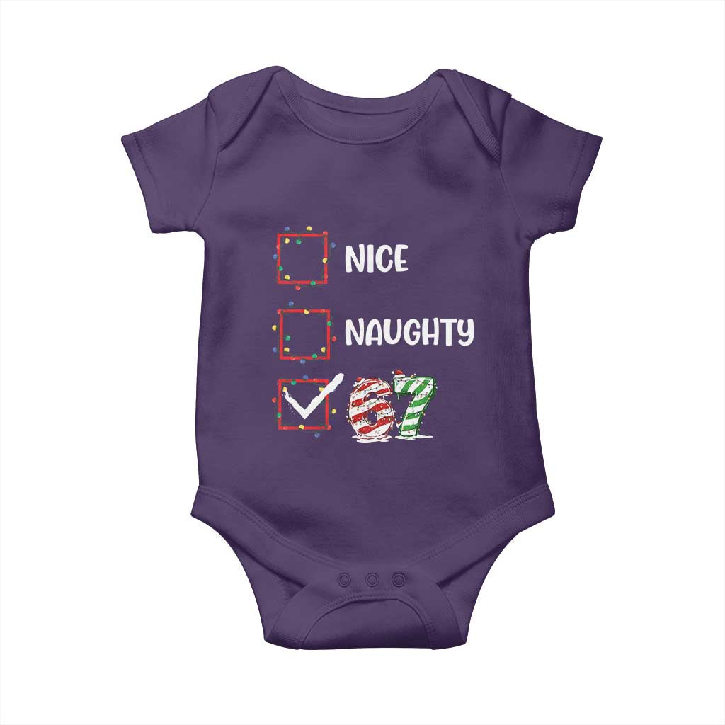 Funny Nice Naughty 67 Baby Onesie Christmas Six Seven Meme Brainrot - Wonder Print Shop