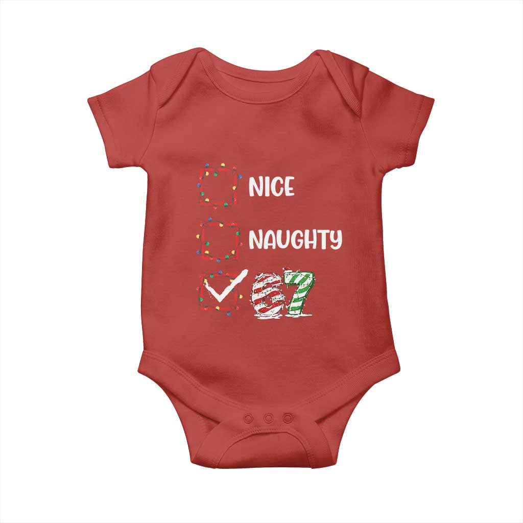 Funny Nice Naughty 67 Baby Onesie Christmas Six Seven Meme Brainrot - Wonder Print Shop