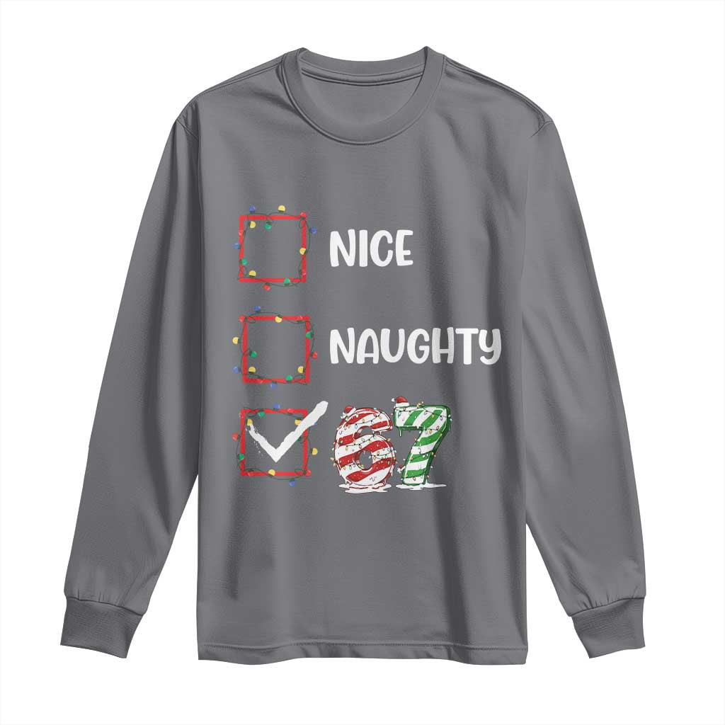 Funny Nice Naughty 67 Long Sleeve Shirt Christmas Six Seven Meme Brainrot - Wonder Print Shop