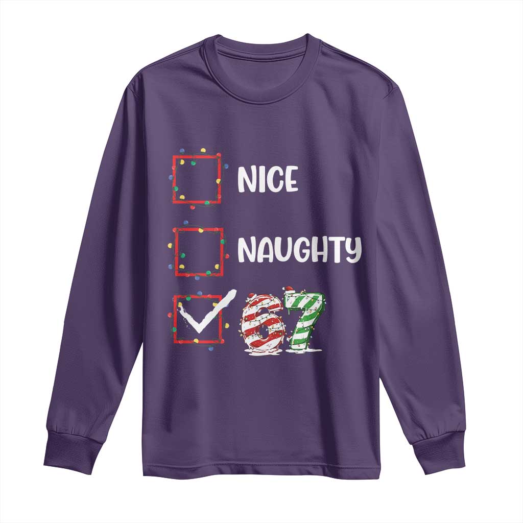 Funny Nice Naughty 67 Long Sleeve Shirt Christmas Six Seven Meme Brainrot - Wonder Print Shop