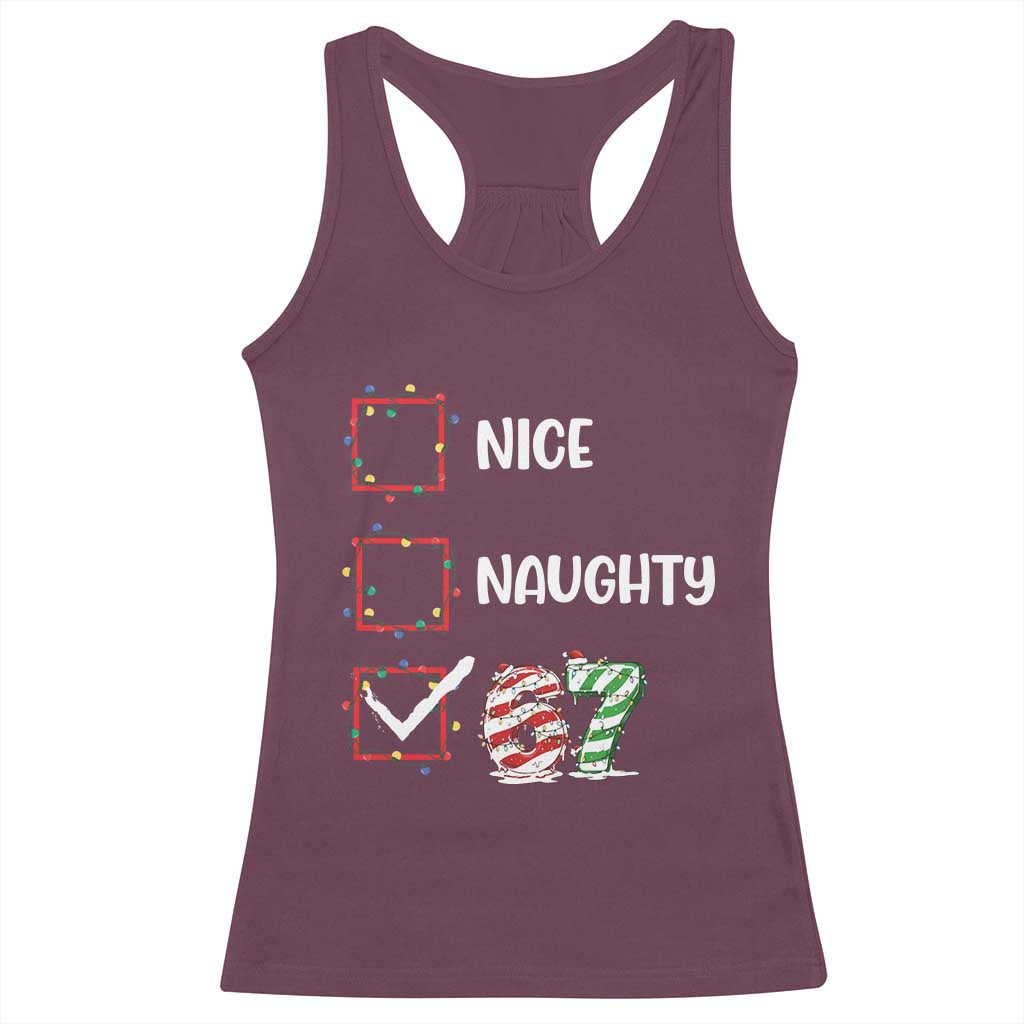 Funny Nice Naughty 67 Racerback Tank Top Christmas Six Seven Meme Brainrot - Wonder Print Shop