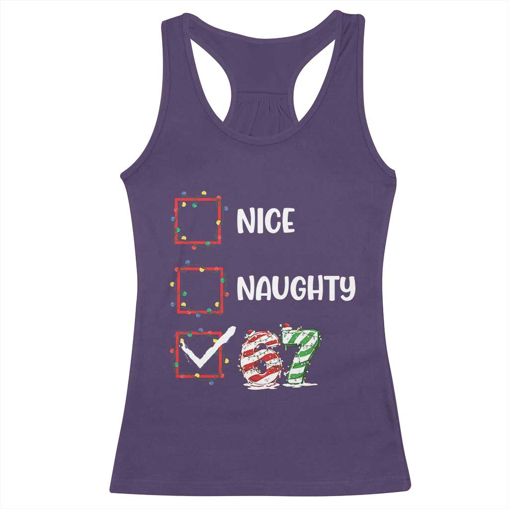 Funny Nice Naughty 67 Racerback Tank Top Christmas Six Seven Meme Brainrot - Wonder Print Shop