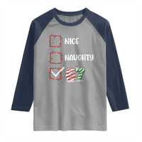 Funny Nice Naughty 67 Raglan Shirt Christmas Six Seven Meme Brainrot - Wonder Print Shop