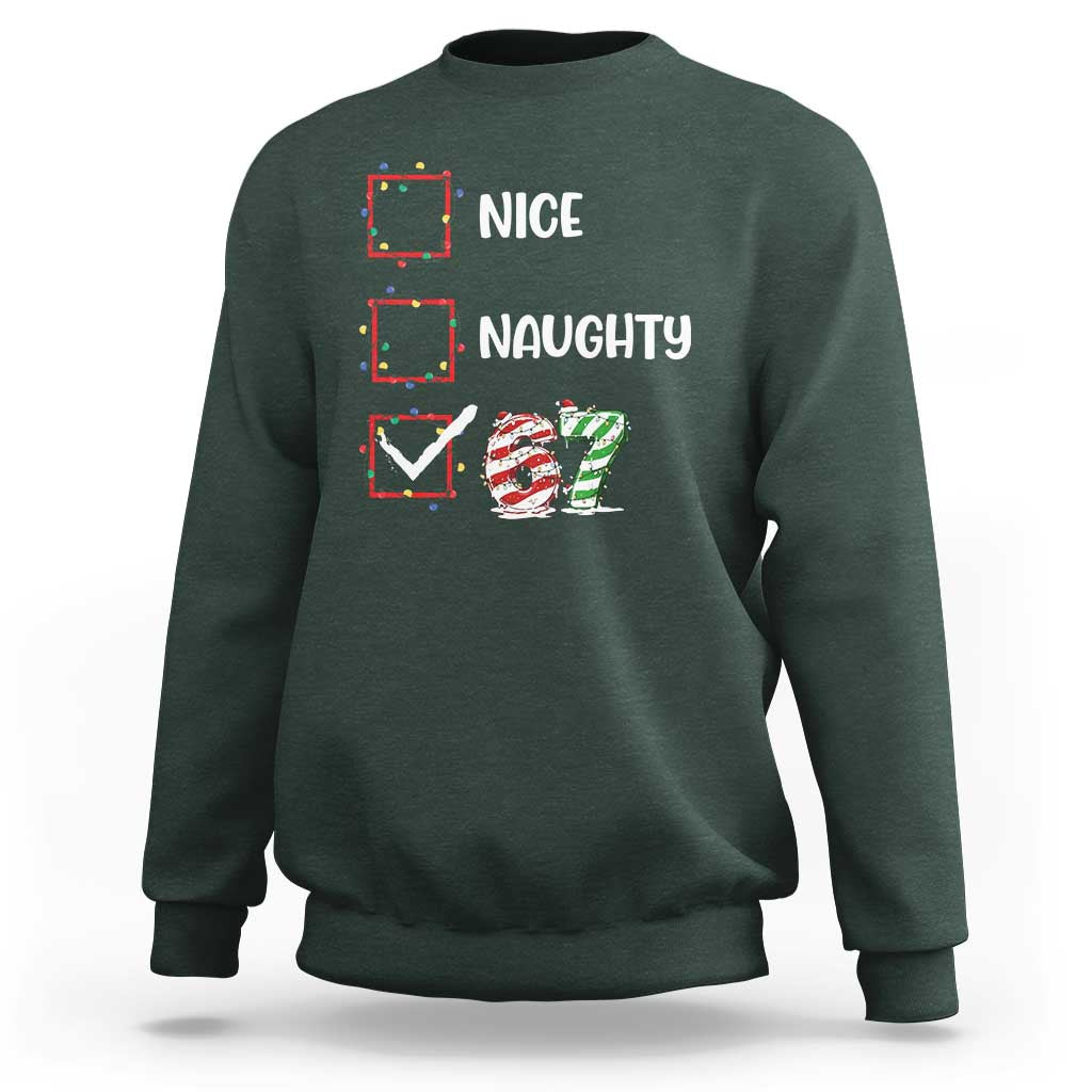 Funny Nice Naughty 67 Sweatshirt Christmas Six Seven Meme Brainrot - Wonder Print Shop
