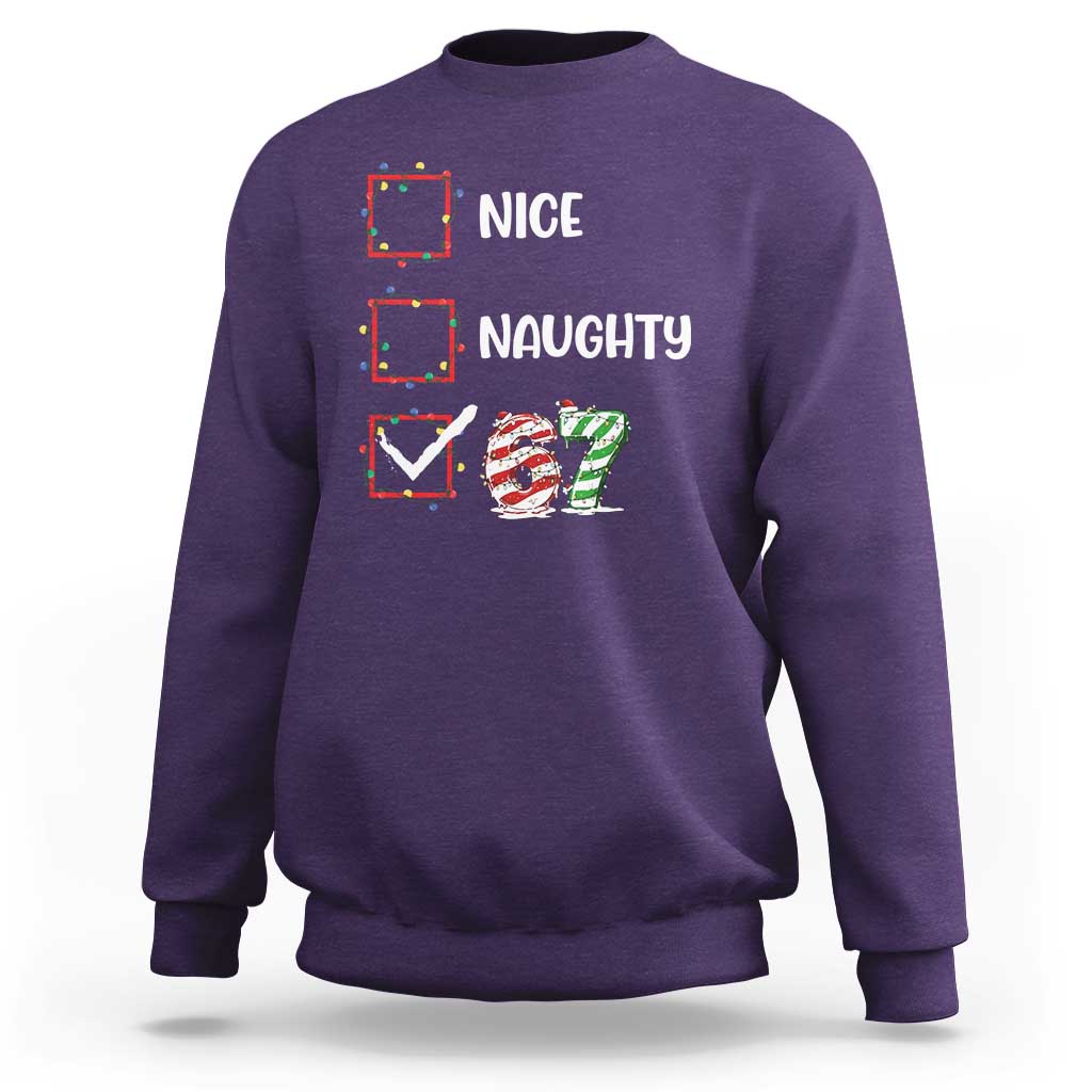 Funny Nice Naughty 67 Sweatshirt Christmas Six Seven Meme Brainrot - Wonder Print Shop