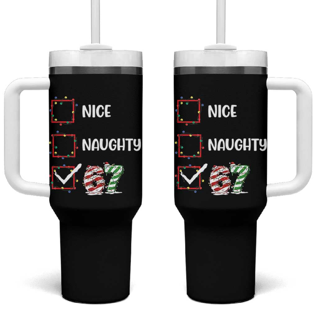 Funny Nice Naughty 67 Tumbler With Handle Christmas Six Seven Meme Brainrot - Wonder Print Shop
