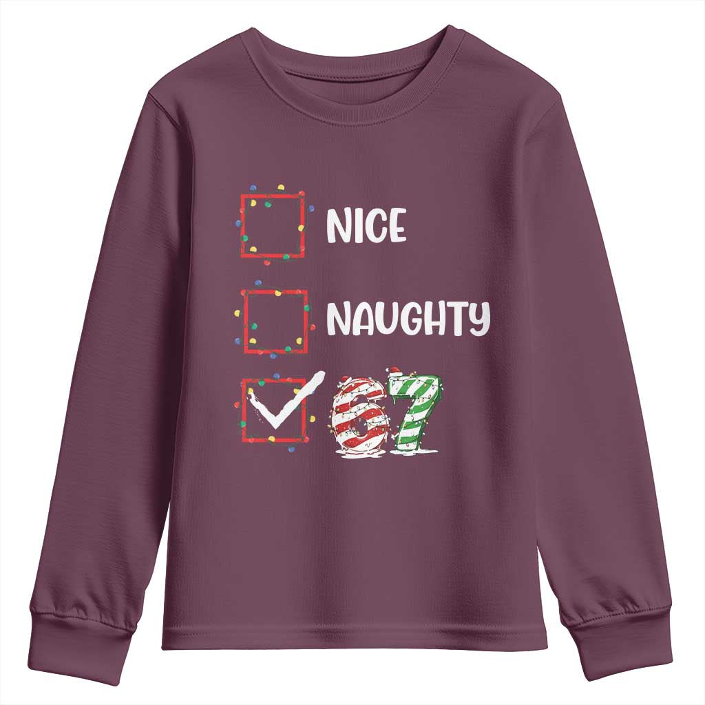 Funny Nice Naughty 67 Youth Sweatshirt Christmas Six Seven Meme Brainrot - Wonder Print Shop