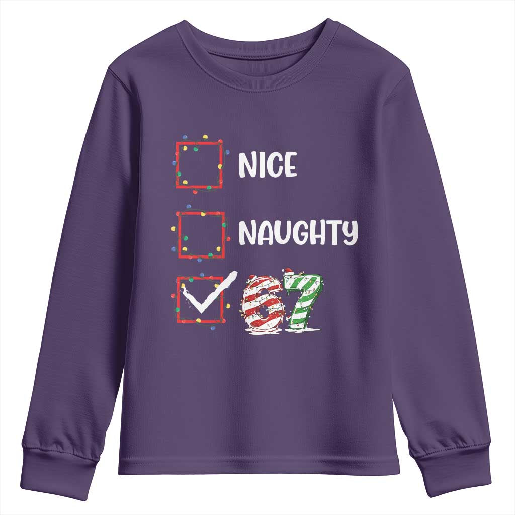 Funny Nice Naughty 67 Youth Sweatshirt Christmas Six Seven Meme Brainrot - Wonder Print Shop