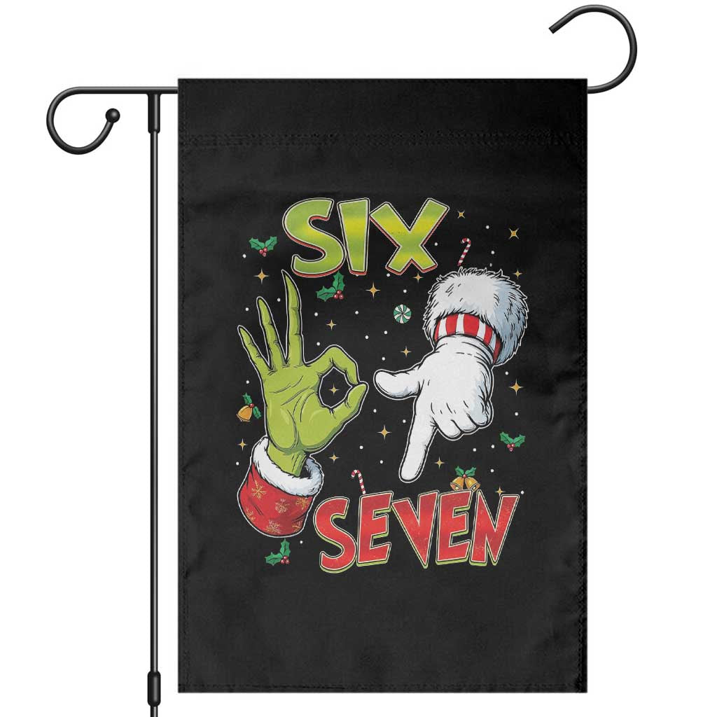 Funny Six Seven Christmas Garden Flag 67 Meme Xmas Santa Elf Hand Gen Alpha - Wonder Print Shop
