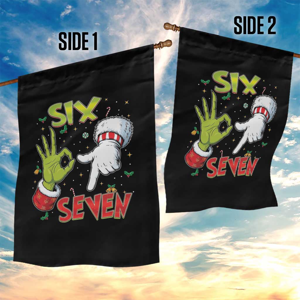 Funny Six Seven Christmas Garden Flag 67 Meme Xmas Santa Elf Hand Gen Alpha - Wonder Print Shop