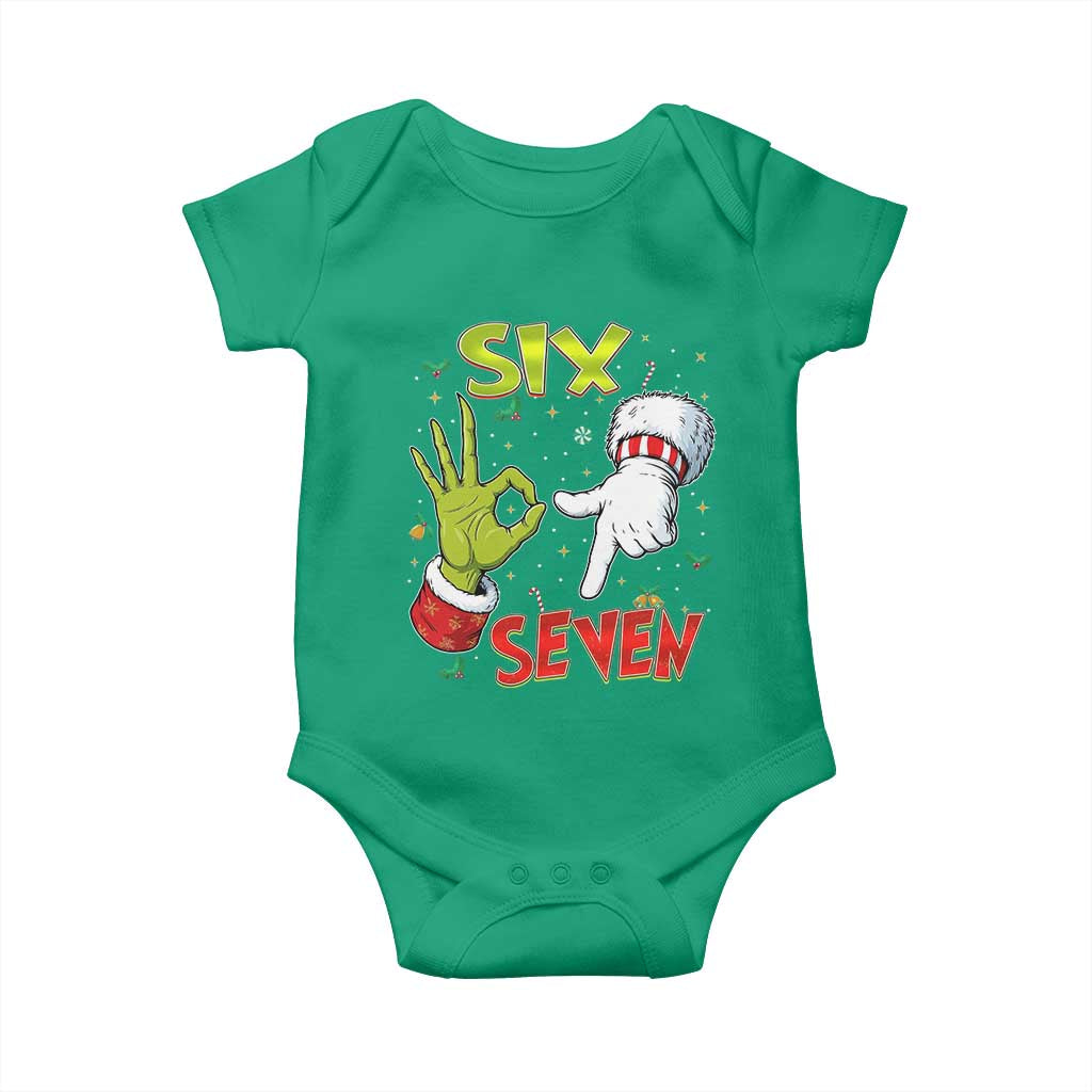 Funny Six Seven Christmas Baby Onesie 67 Meme Xmas Santa Elf Hand Gen Alpha - Wonder Print Shop