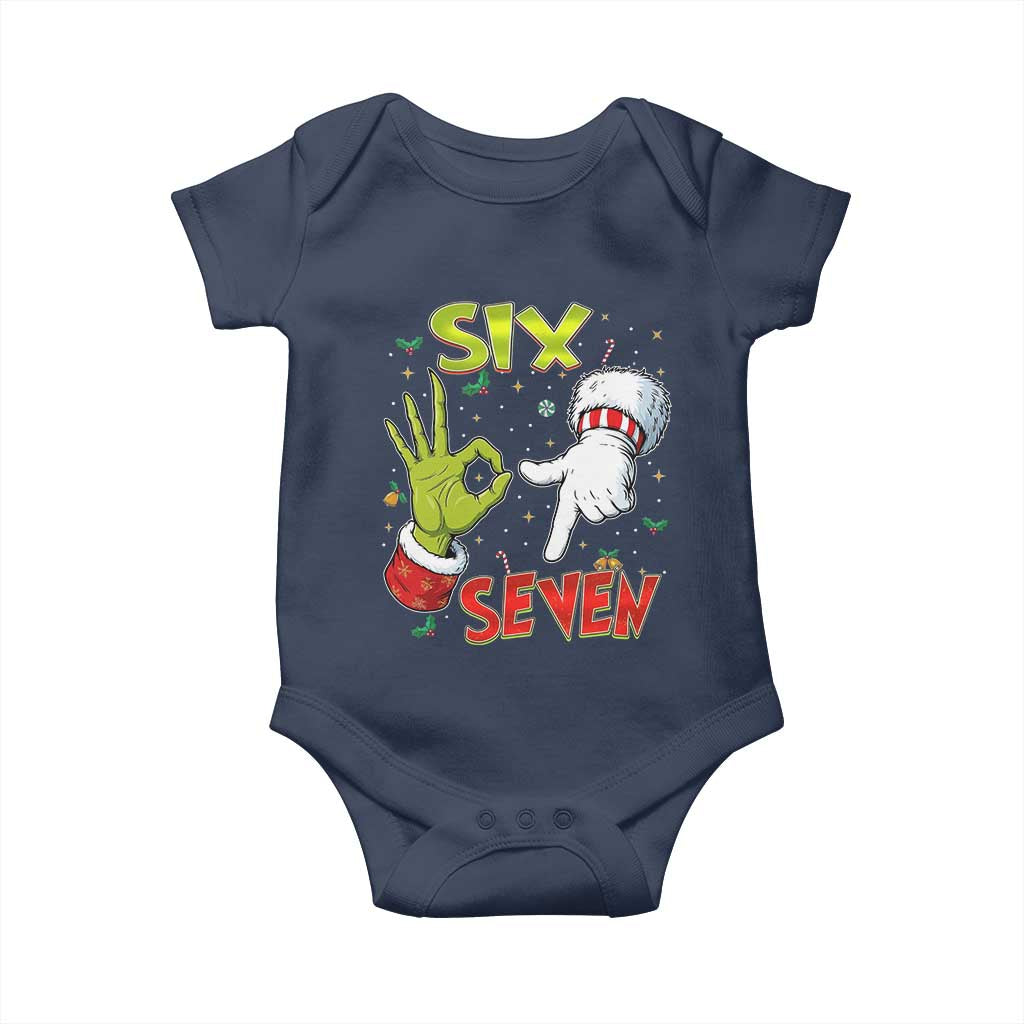 Funny Six Seven Christmas Baby Onesie 67 Meme Xmas Santa Elf Hand Gen Alpha - Wonder Print Shop