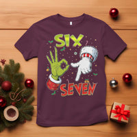Funny Six Seven Christmas T Shirt 67 Meme Xmas Santa Elf Hand Gen Alpha - Wonder Print Shop