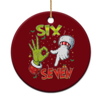 Funny Six Seven Xmas Ceramic Ornament 67 Meme Xmas Santa Elf Hand Gen Alpha - Wonder Print Shop