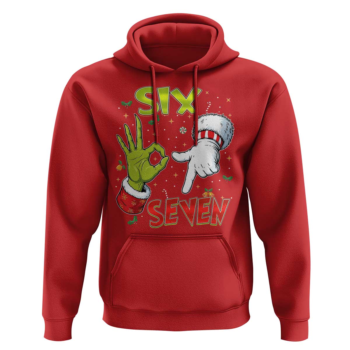 Funny Six Seven Christmas Hoodie 67 Meme Xmas Santa Elf Hand Gen Alpha - Wonder Print Shop