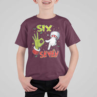 Funny Six Seven Christmas T Shirt For Kid 67 Meme Xmas Santa Elf Hand Gen Alpha - Wonder Print Shop
