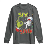 Funny Six Seven Christmas Long Sleeve Shirt 67 Meme Xmas Santa Elf Hand Gen Alpha - Wonder Print Shop