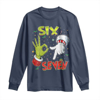 Funny Six Seven Christmas Long Sleeve Shirt 67 Meme Xmas Santa Elf Hand Gen Alpha - Wonder Print Shop