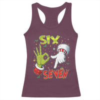 Funny Six Seven Christmas Racerback Tank Top 67 Meme Xmas Santa Elf Hand Gen Alpha - Wonder Print Shop