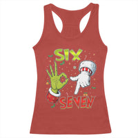 Funny Six Seven Christmas Racerback Tank Top 67 Meme Xmas Santa Elf Hand Gen Alpha - Wonder Print Shop