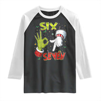 Funny Six Seven Christmas Raglan Shirt 67 Meme Xmas Santa Elf Hand Gen Alpha - Wonder Print Shop