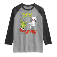 Funny Six Seven Christmas Raglan Shirt 67 Meme Xmas Santa Elf Hand Gen Alpha - Wonder Print Shop