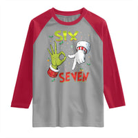 Funny Six Seven Christmas Raglan Shirt 67 Meme Xmas Santa Elf Hand Gen Alpha - Wonder Print Shop