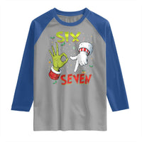 Funny Six Seven Christmas Raglan Shirt 67 Meme Xmas Santa Elf Hand Gen Alpha - Wonder Print Shop