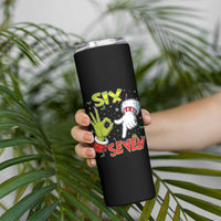 Funny Six Seven Christmas Skinny Tumbler 67 Meme Xmas Santa Elf Hand Gen Alpha - Wonder Print Shop