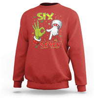 Funny Six Seven Christmas Sweatshirt 67 Meme Xmas Santa Elf Hand Gen Alpha - Wonder Print Shop