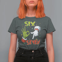 Funny Six Seven Christmas T Shirt For Women 67 Meme Xmas Santa Elf Hand Gen Alpha - Wonder Print Shop
