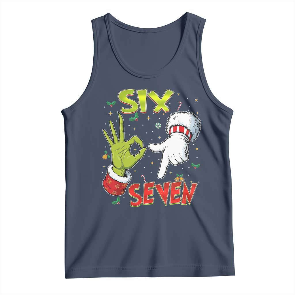 Funny Six Seven Christmas Tank Top 67 Meme Xmas Santa Elf Hand Gen Alpha - Wonder Print Shop
