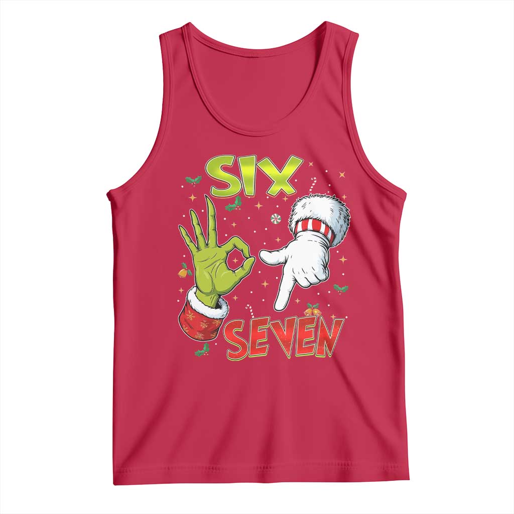 Funny Six Seven Christmas Tank Top 67 Meme Xmas Santa Elf Hand Gen Alpha - Wonder Print Shop