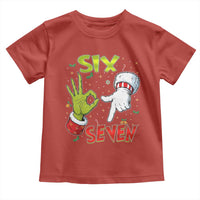 Funny Six Seven Christmas Toddler T Shirt 67 Meme Xmas Santa Elf Hand Gen Alpha - Wonder Print Shop