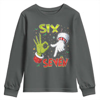 Funny Six Seven Christmas Youth Sweatshirt 67 Meme Xmas Santa Elf Hand Gen Alpha - Wonder Print Shop