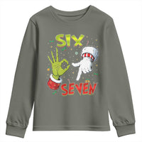 Funny Six Seven Christmas Youth Sweatshirt 67 Meme Xmas Santa Elf Hand Gen Alpha - Wonder Print Shop